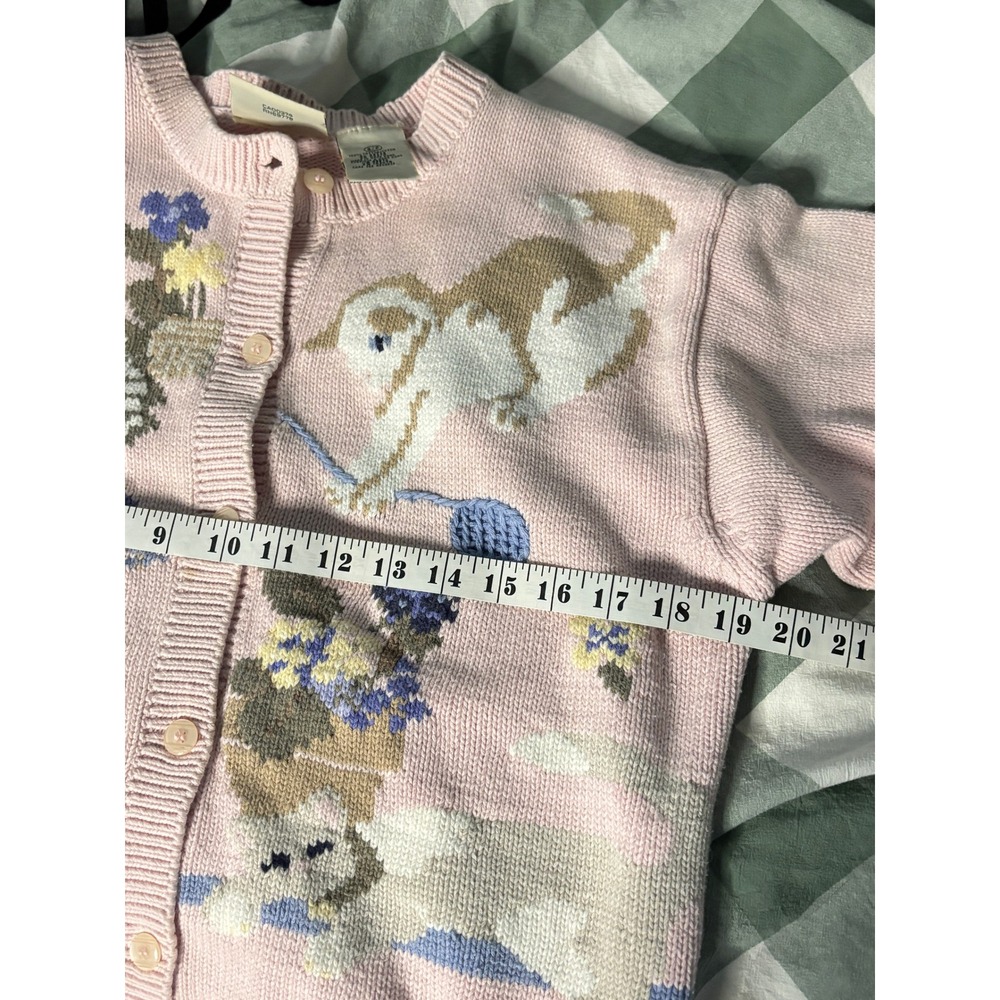 Northern Reflections Vintage Pink Cat Intarsia Cotton Cardigan Sweater Womens S - Picture 10 of 11